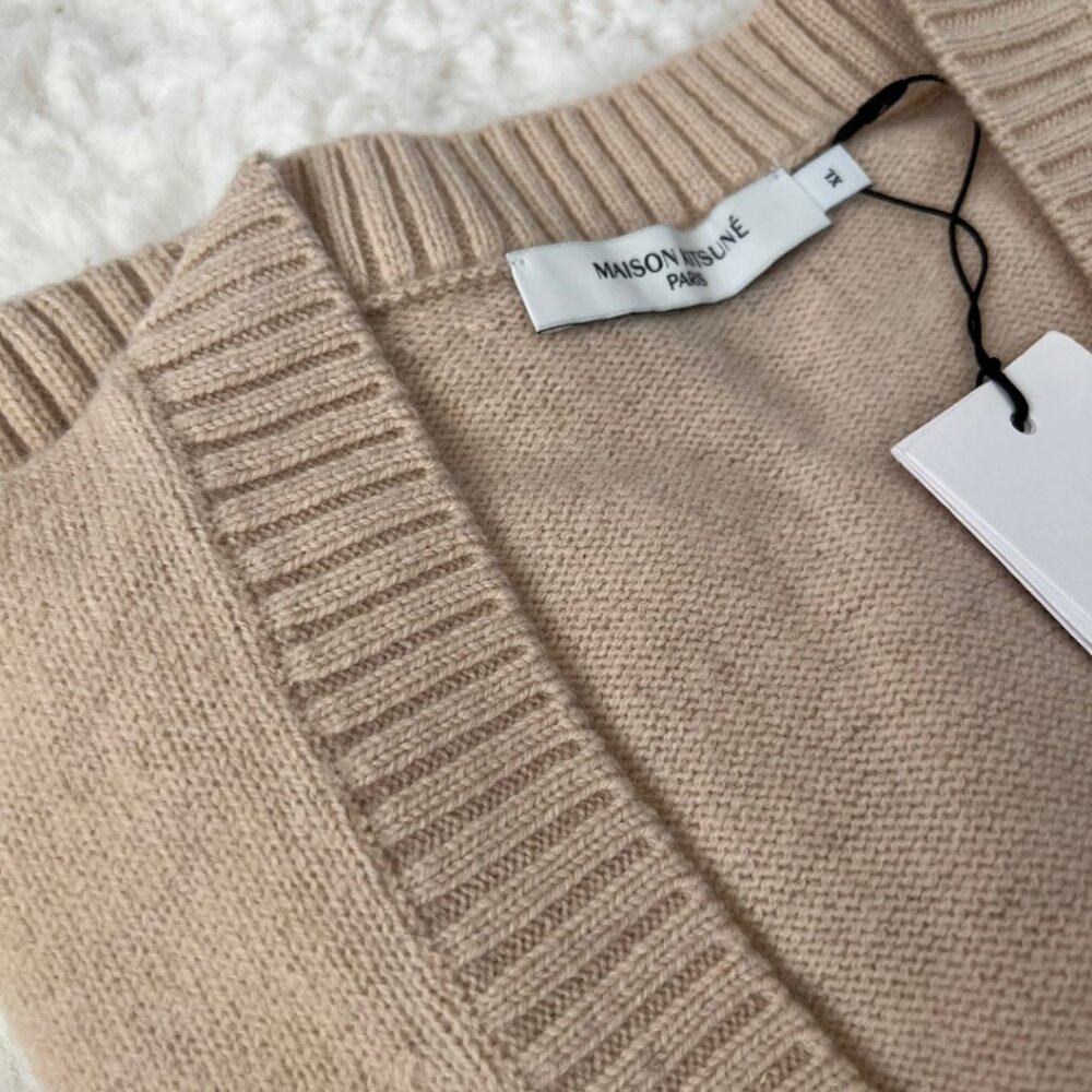 NWT - Maison Kitsune Baby Fox Men's Cardigan - Beige🦊 - Picture 5 of 6